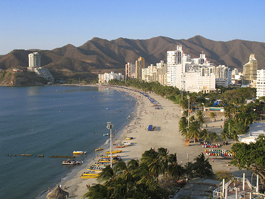 Santa Marta offers miles of beaches; here's a view of El Rodadero 