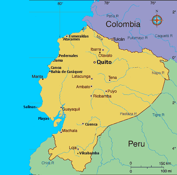 Salinas is located on Ecuador's south-central  coast, on its westernmost tip