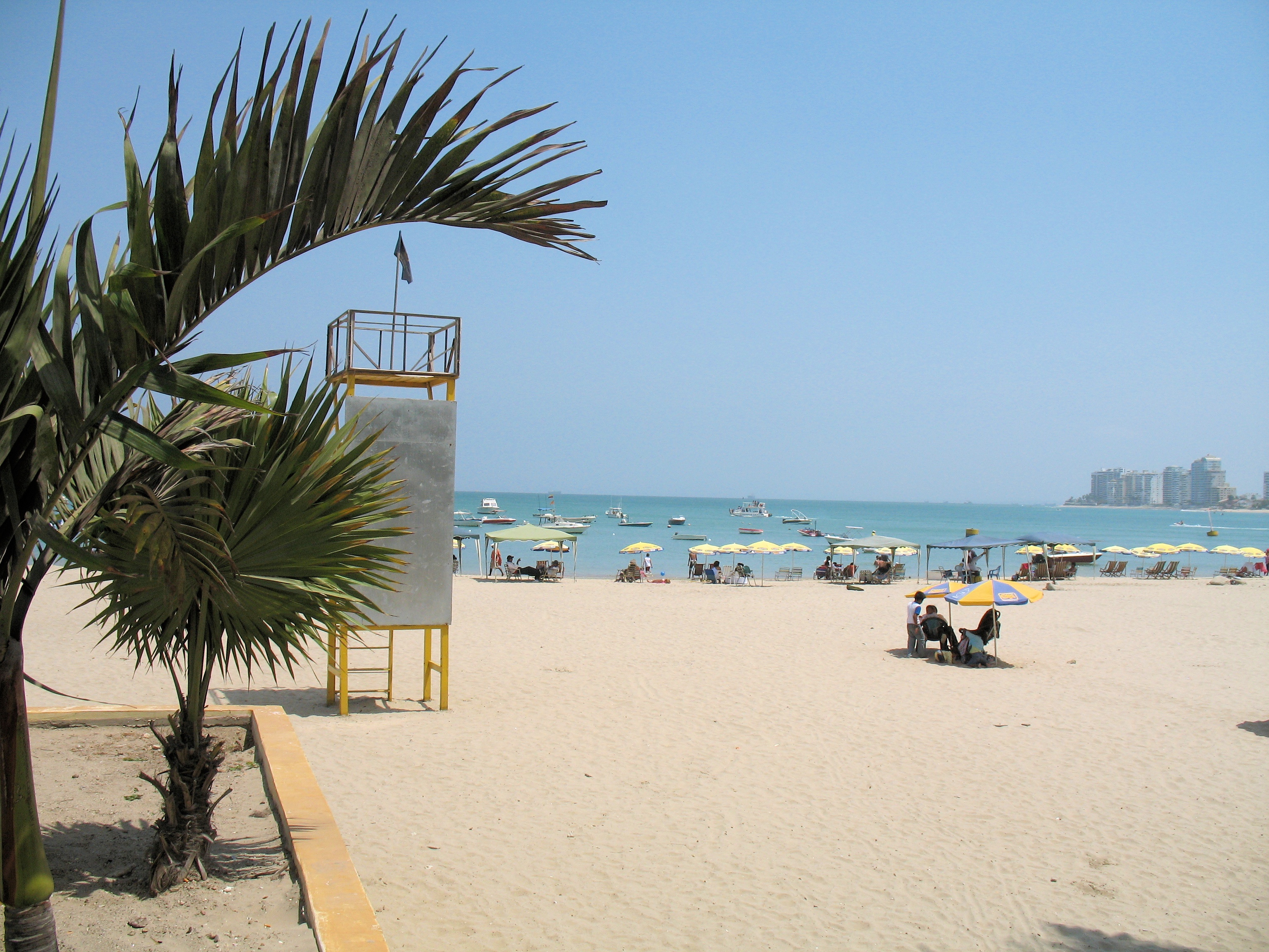 Viewed from the beach at Chipipe, you can see  the highrises at the other end of the cove