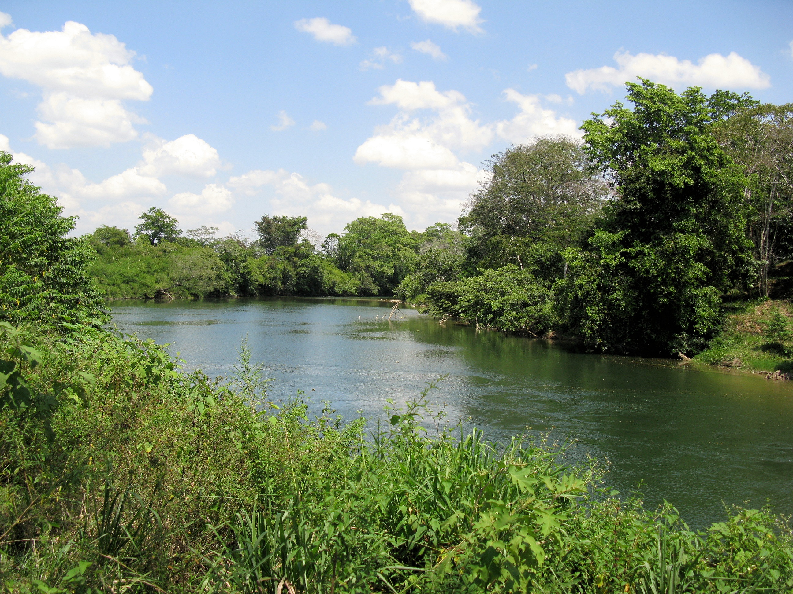 Belize River as it passes the Carmelita Gardens project on its way to Belize City