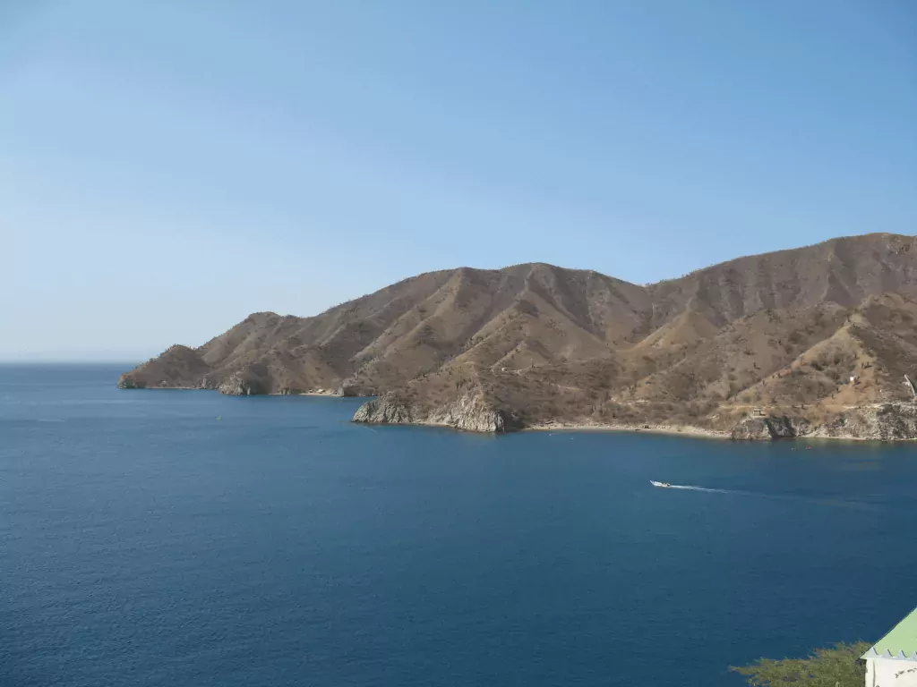 The bay at Santa Marta's Taganga attracts divers, swimmers, and beachgoers