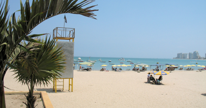 Viewed from the beach at Chipipe, you can see the highrises at the other end of the cove