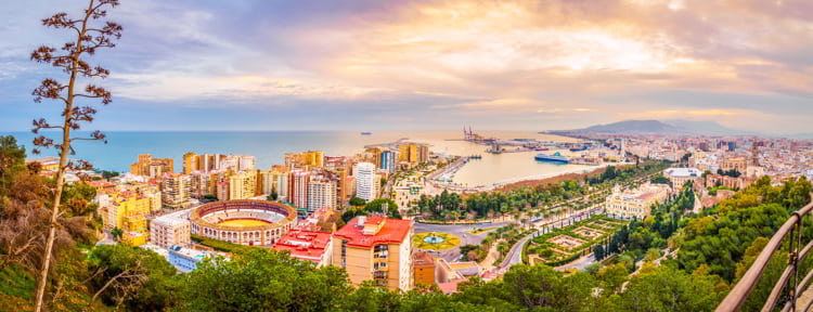 Malaga from the skies in Costa del Sol, Spain