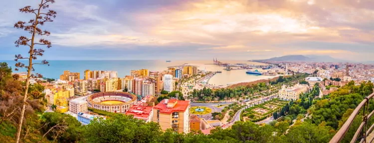 Malaga from the skies in Costa del Sol, Spain