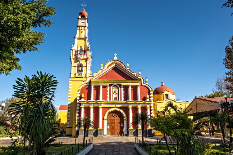 The San Jeromino Parish church in the central historic district of Coatepec, Mexico