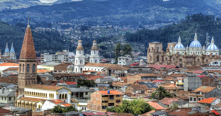 the rooftops of the colonial style city of cuenca