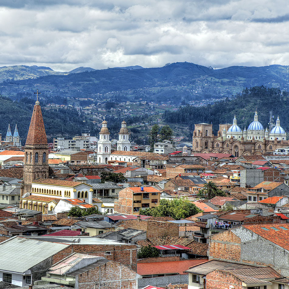 the rooftops of the colonial style city of cuenca