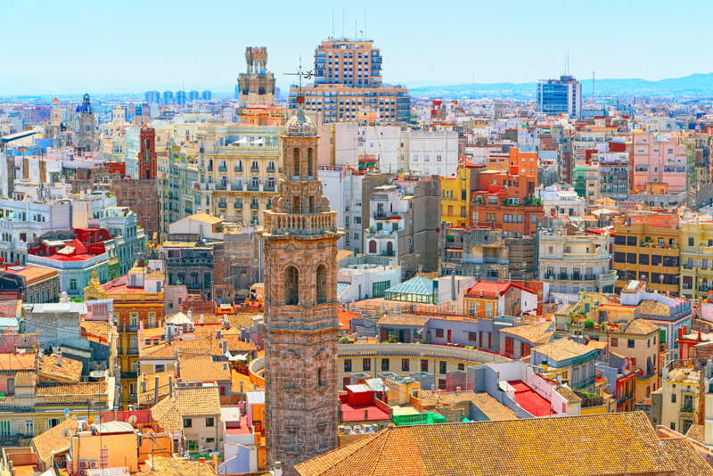 valencia spain colorful city skyline