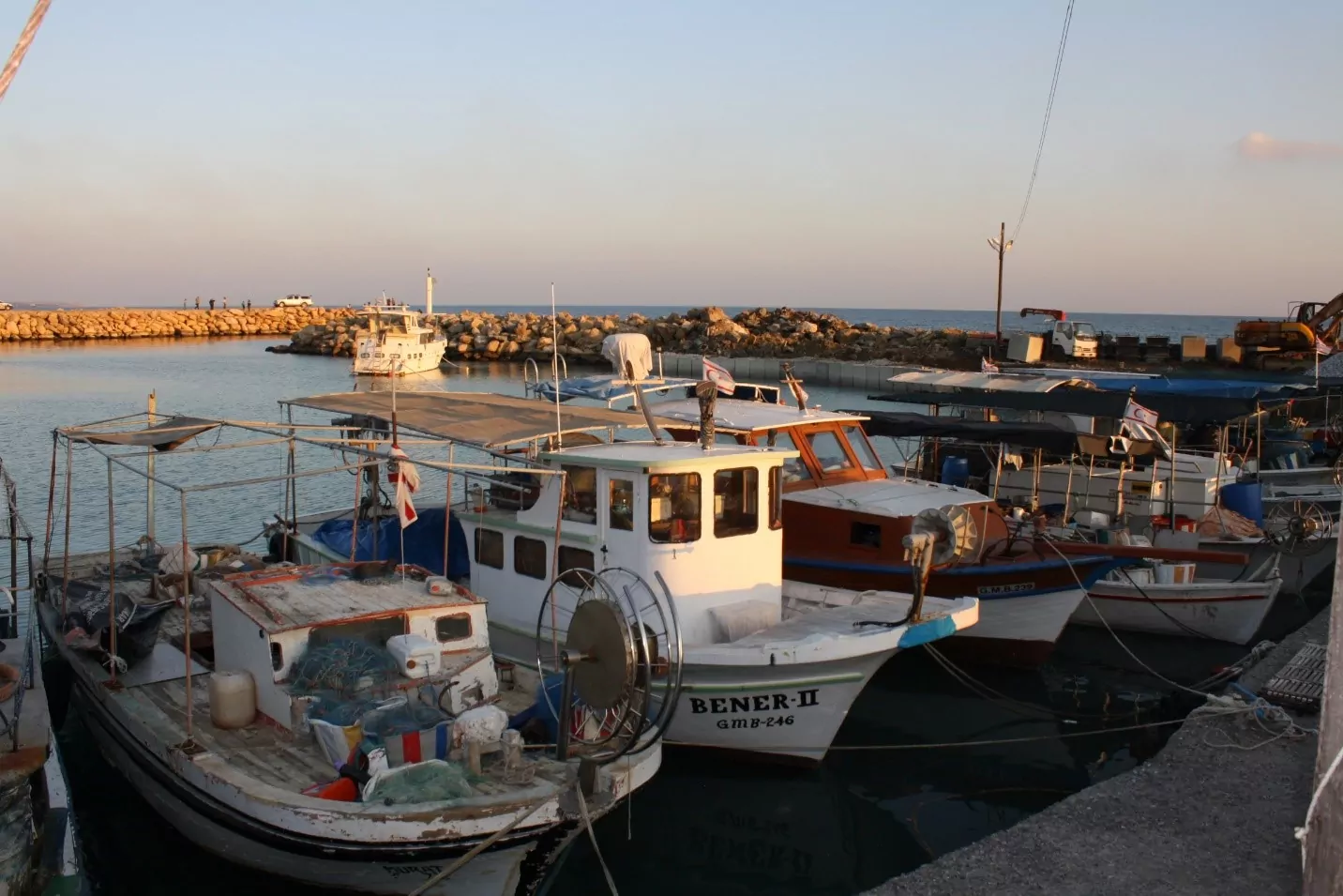 Fishing boats lining the docks in Bogaz Harbour
