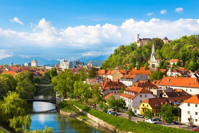 ljubljana panorama canal and city slovenia