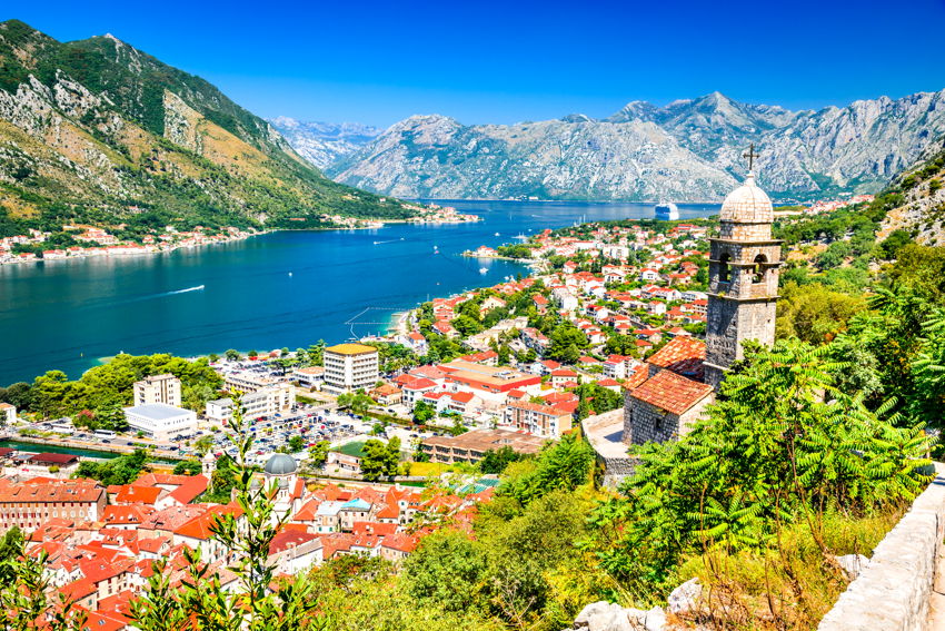 Kotor, Montenegro view of the city and Adriatic Sea