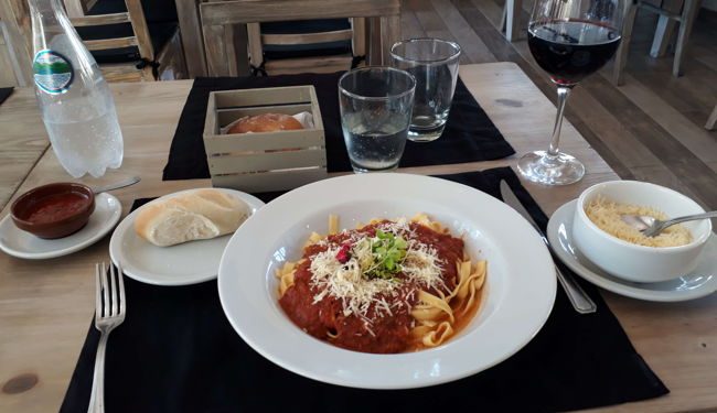 A plate of pasta at a restaurant in Mendoza, Argentina