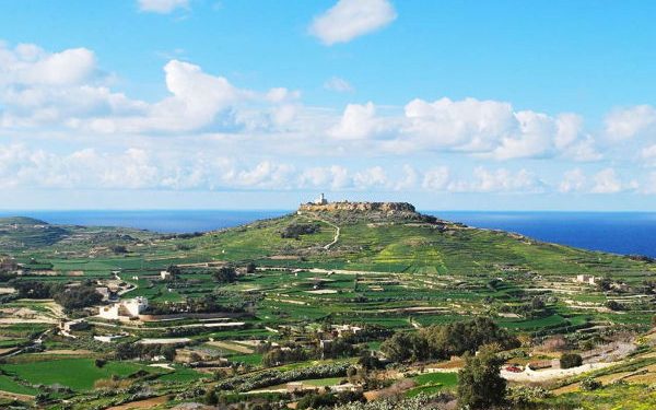 Gozo Malta view of the town and Mediterranean