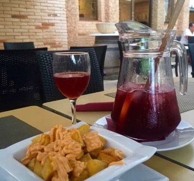 Patatas bravas and sangria—the perfect evening snack