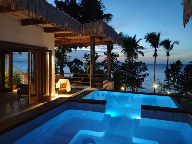 View from swimming pool out to the Caribbean in Las Lerrenas, Dominican Republic