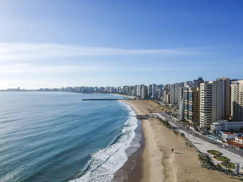 Praia de Iracema Beach from above, Fortaleza, Ceara State, Brazil.