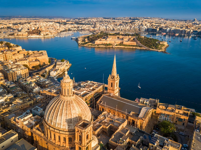 valetta in malta aerial view