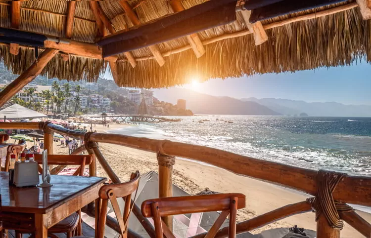 A restaurant in Puerto Vallarta, Mexico overlooking the sea