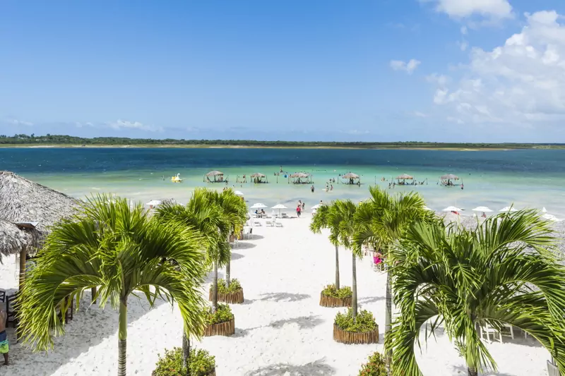 Paradise lagoon from above in Jericoacoara, Ceara, Brazil.