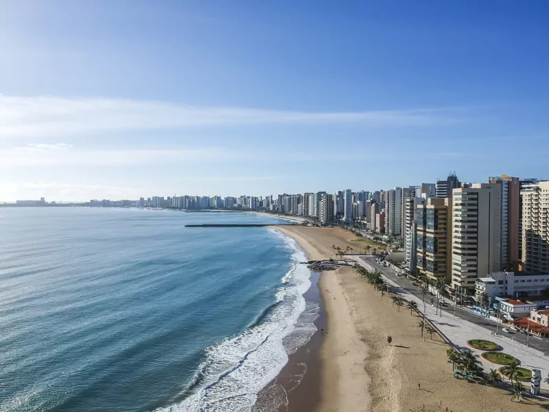 Praia de Iracema Beach from above, Fortaleza, Ceara State, Brazil.