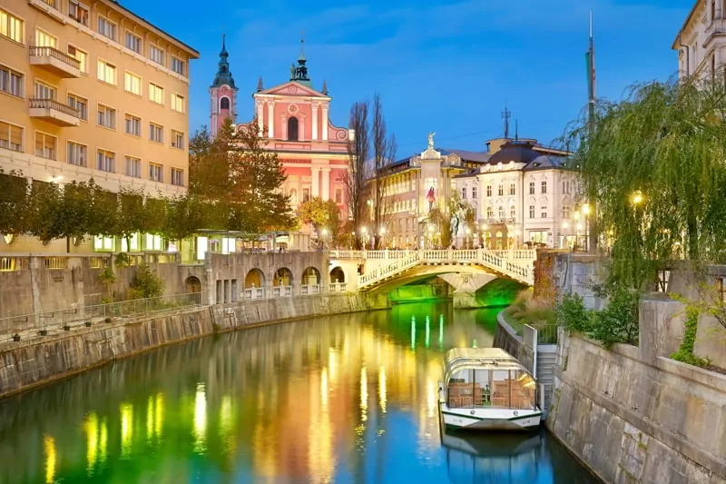 Ljubljana at evening time, Slovenia.