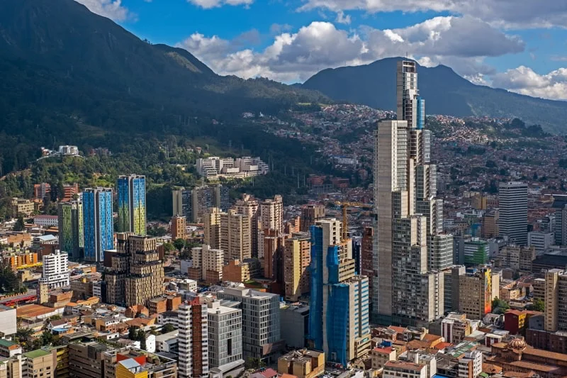 Skyline of downtown Bogota, Colombia.