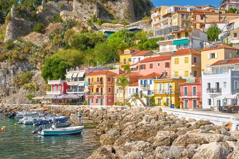 Colorful houses at Parga resort, Greece.