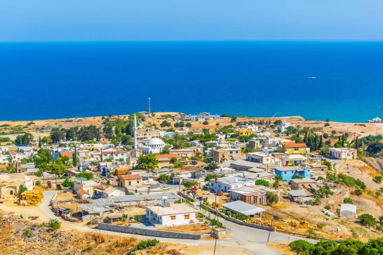 Aerial view of Kaplica village in Northern Cyprus.