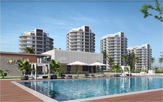 An apartment building with a pool in Northern Cyprus