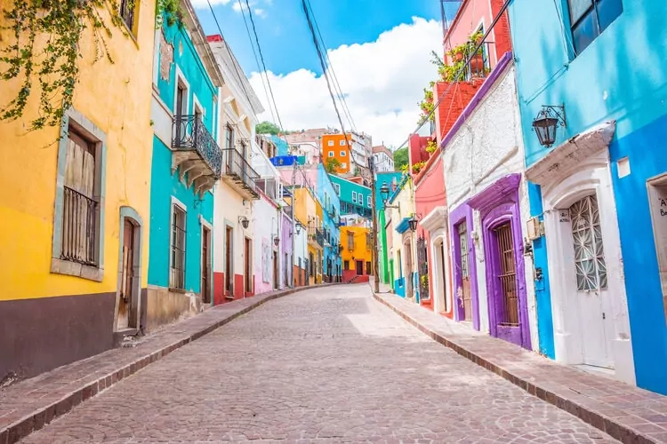 Colorful alleys and streets in Guanajuato city, Mexico