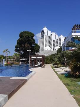 A pool in an beach apartment complex in Panama