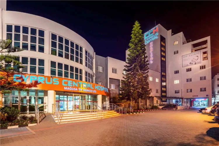 A hospital in Northern Cyprus at night
