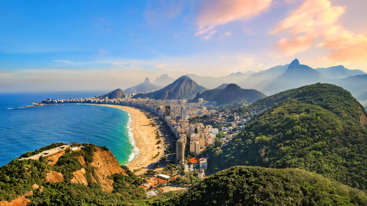 Copacabana Beach and Ipanema beach in Rio de Janeiro, Brazil