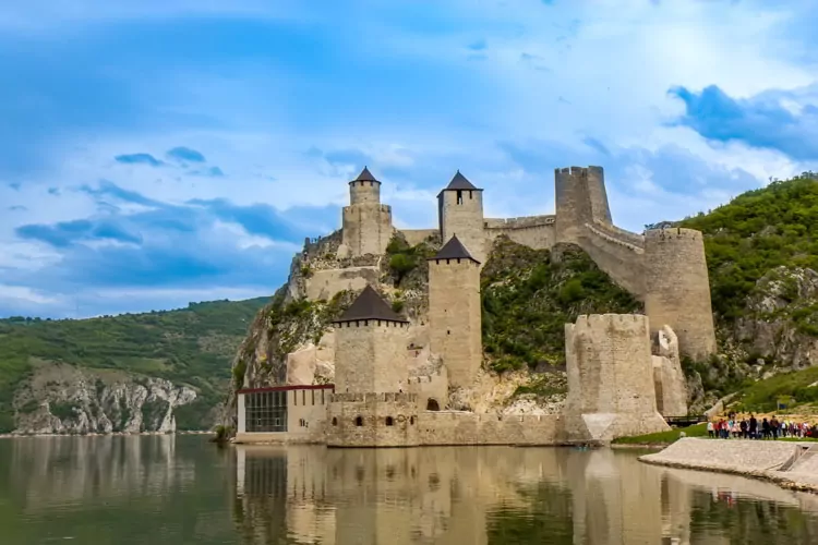 Restored medieval Golubac castle in Djerdap gorge in Serbia