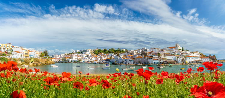 Landscape with Ferragudo village in Algarve, Portugal