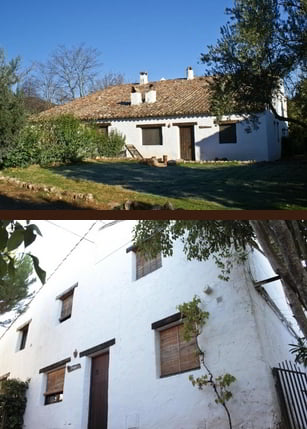 White houses in the Lugo Valle de Eo village in Spain