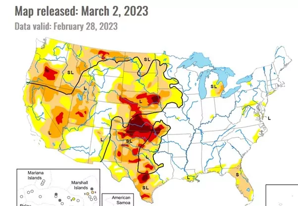 Drought pattern in the USA