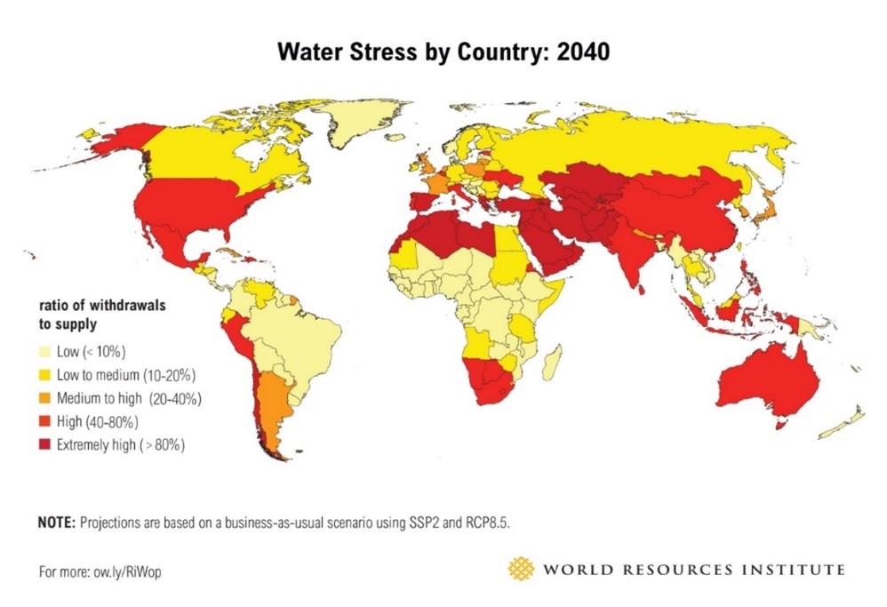 Water stress by country map