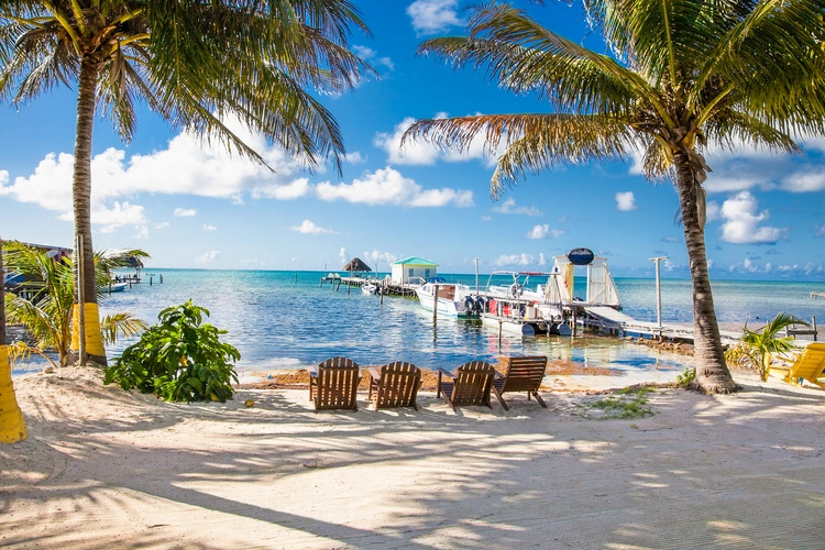 Beautiful caribbean sight with turquoise water in Caye Caulker, Belize. best property prices