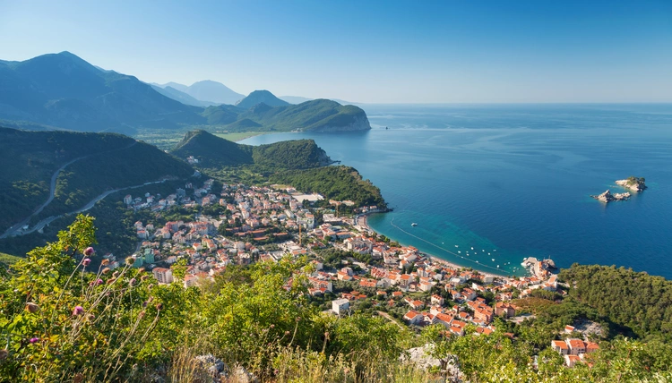 Adriatic Sea Coast. Landscape of Petrovac town, Montenegro