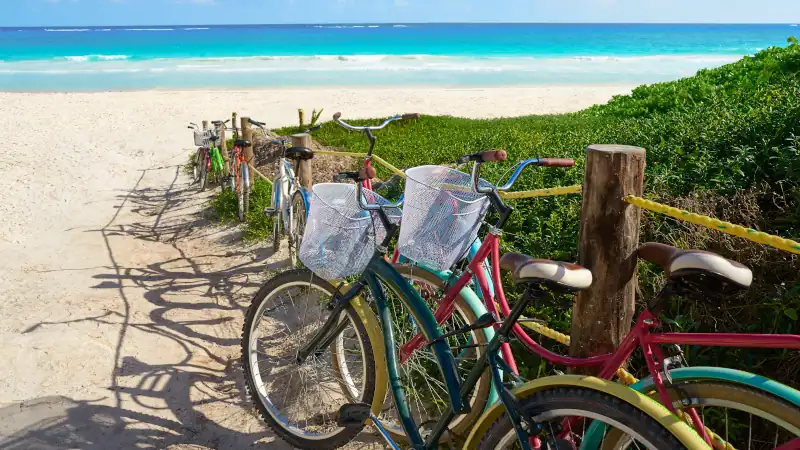 Tulum Caribbean beach bicycles Riviera Maya