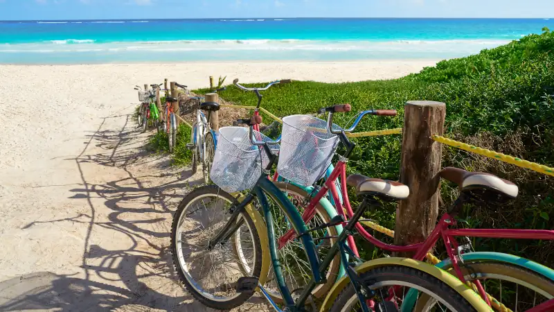 Tulum Caribbean beach bicycles Riviera Maya
