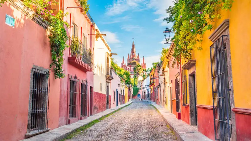 Downloaded Beautiful streets and colorful facades of San Miguel de Allende in Guanajuato, Mexico